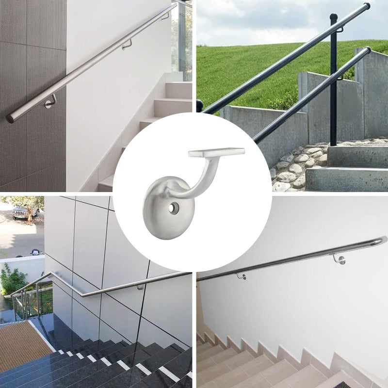 HOME MASTER HARDWARE Hand Rail Stair Brackets, Heavy Duty Stainless Steel Stair Support for Stairways Home or Office Staircase Handrail, 2 Pack - Image 5